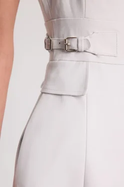 Robe Midi Cintrée En Coton Premium Avec Ceinture À Boucle