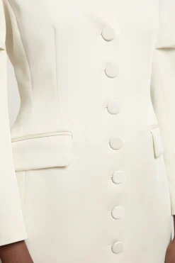 Robe Midi Cintrée En Satin À Boutonnage Sur Toute La Longueur
