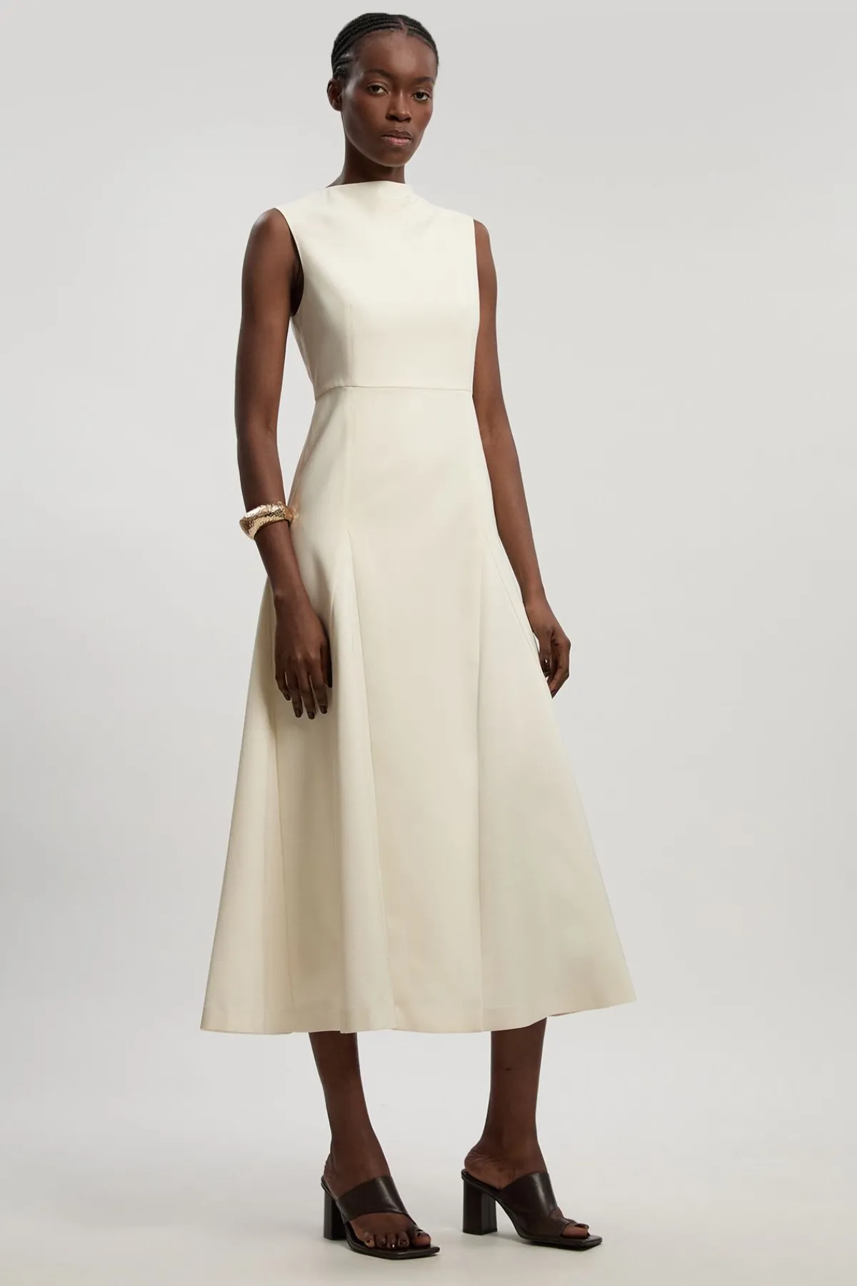 KarenMillen Robe Midi Cintrée En Satin À Jupe Évasée Avec Godets<Femme Tailleurs|Robes Demoiselles D'Honneur