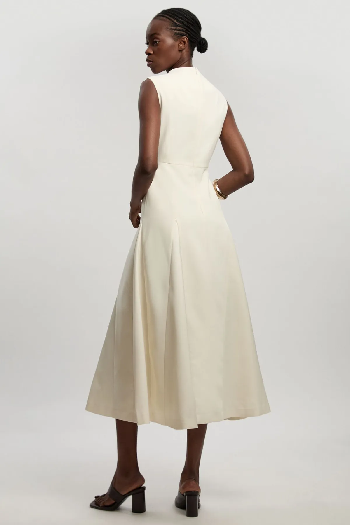 KarenMillen Robe Midi Cintrée En Satin À Jupe Évasée Avec Godets<Femme Tailleurs|Robes Demoiselles D'Honneur