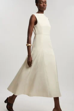 KarenMillen Robe Midi Cintrée En Satin À Jupe Évasée Avec Godets<Femme Tailleurs|Robes Demoiselles D'Honneur