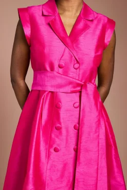 Robe Midi Cintrée Sans Manches À Effet Chatoyant