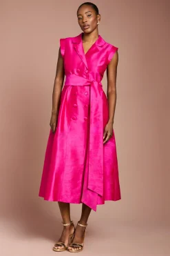 Robe Midi Cintrée Sans Manches À Effet Chatoyant