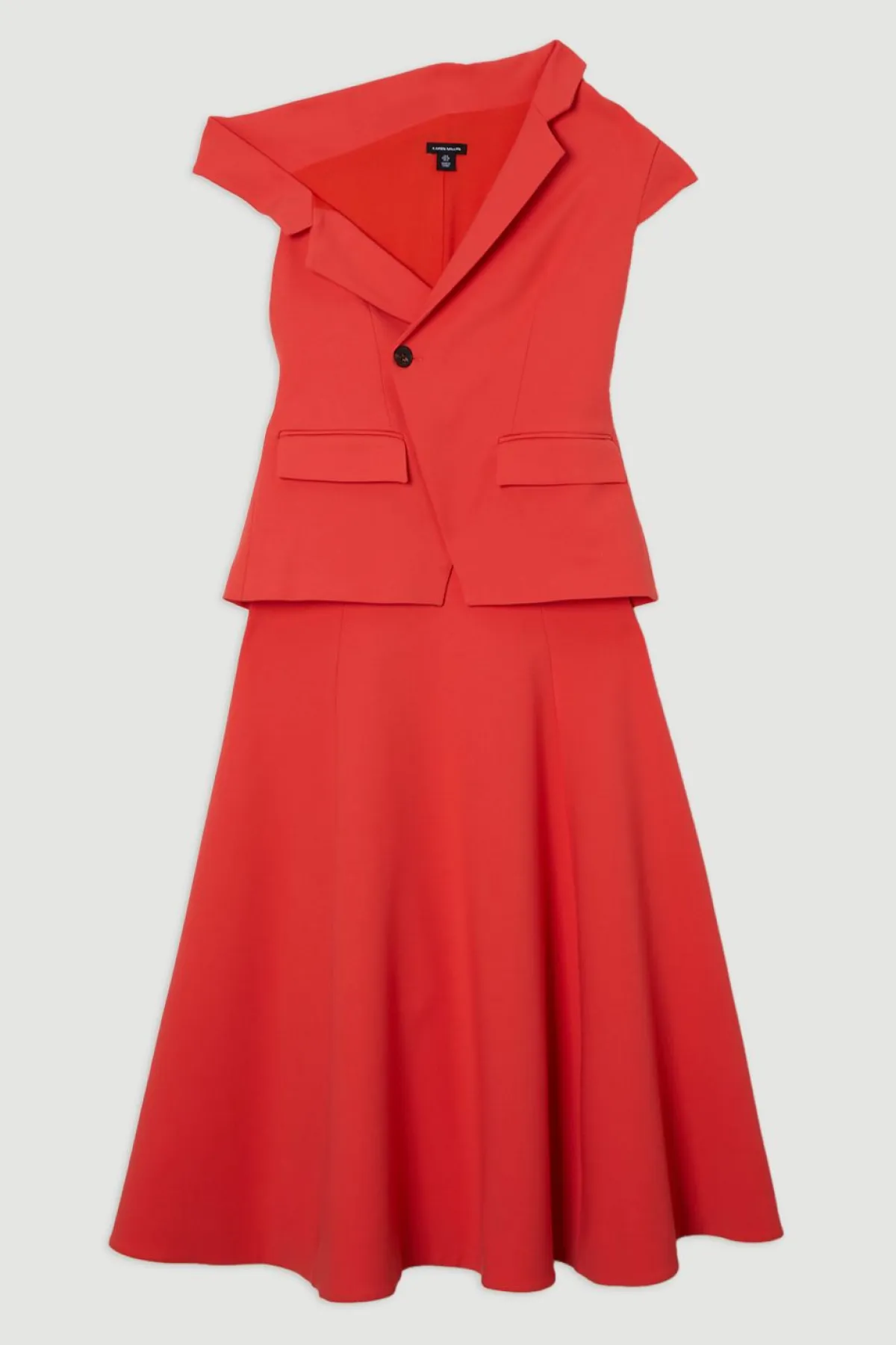 KarenMillen Robe midi cintrée sur mesure stretch compacte à col asymétrique, ceinturée et à jupe pleine<Femme Tailleurs|Toutes Les Robes