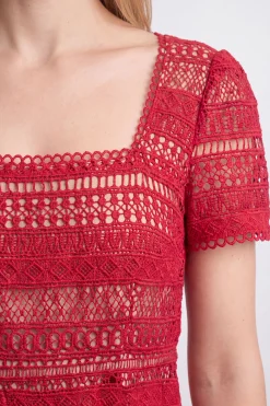 Robe Midi Cintrée Évasée En Dentelle Petite