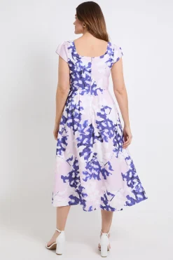 Robe Midi Cintrée Évasée À Imprimé Floral Ottoman