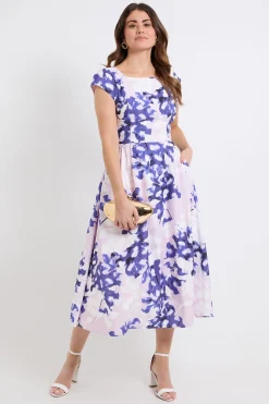 Robe Midi Cintrée Évasée À Imprimé Floral Ottoman