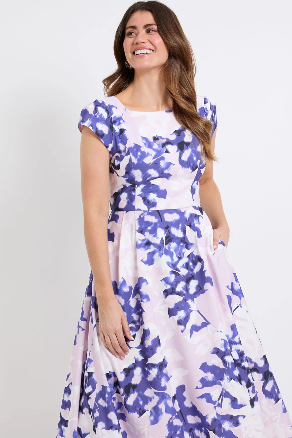 Robe Midi Cintrée Évasée À Imprimé Floral Ottoman