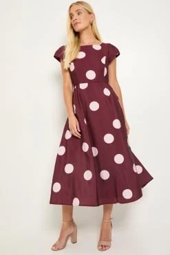Wallis Robe Midi Cintrée Évasée À Pois Ottoman Petite Taille<Femme Robes Mi-Longues|Robes