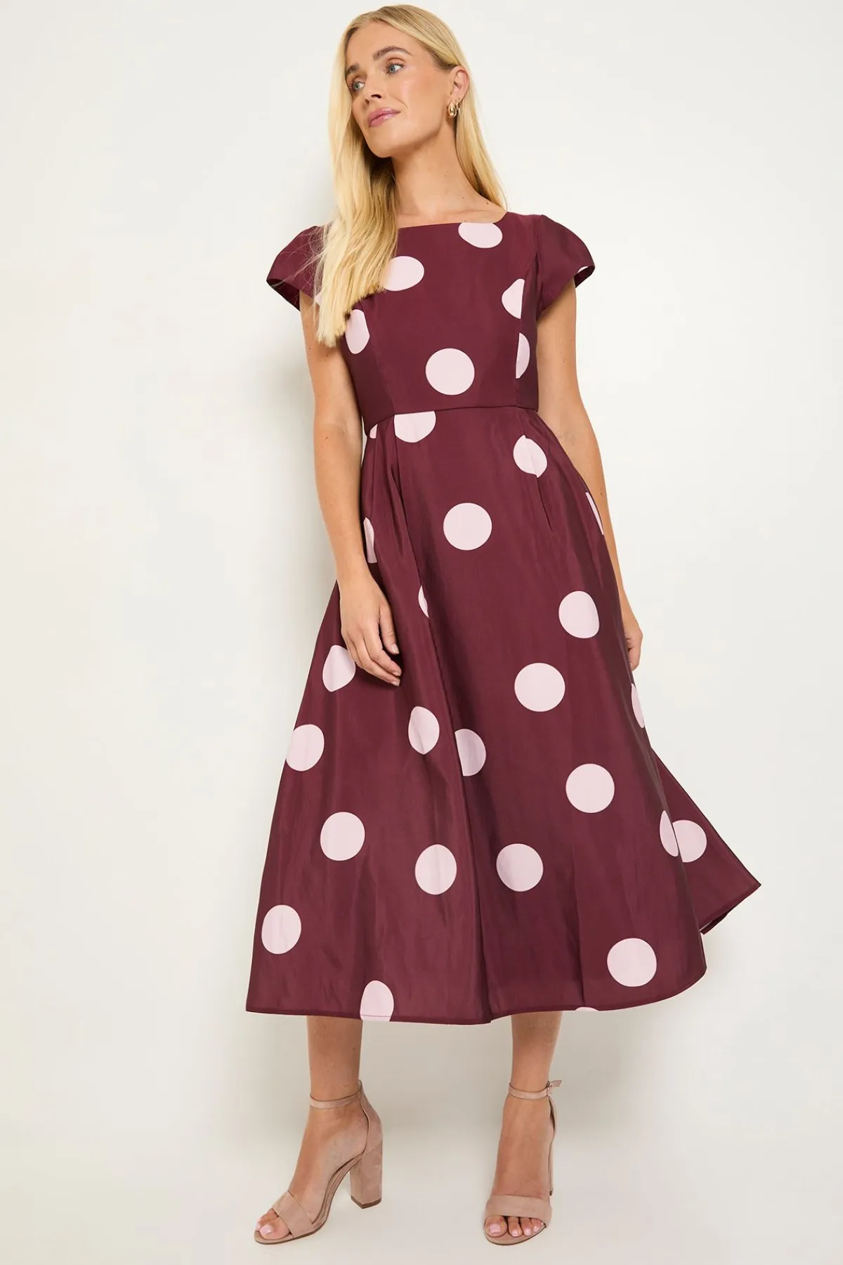 Wallis Robe Midi Cintrée Évasée À Pois Ottoman Petite Taille<Femme Robes Mi-Longues|Robes