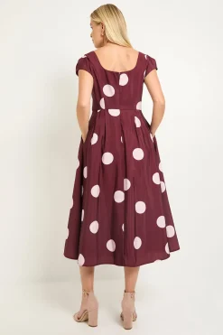 Wallis Robe Midi Cintrée Évasée À Pois Ottoman Petite Taille<Femme Robes Mi-Longues|Robes