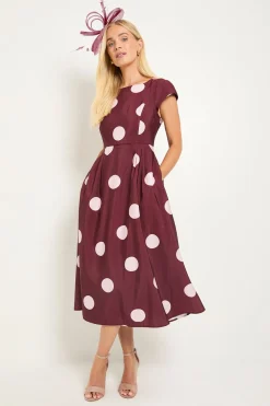 Wallis Robe Midi Cintrée Évasée À Pois Ottoman Petite Taille<Femme Robes Mi-Longues|Robes