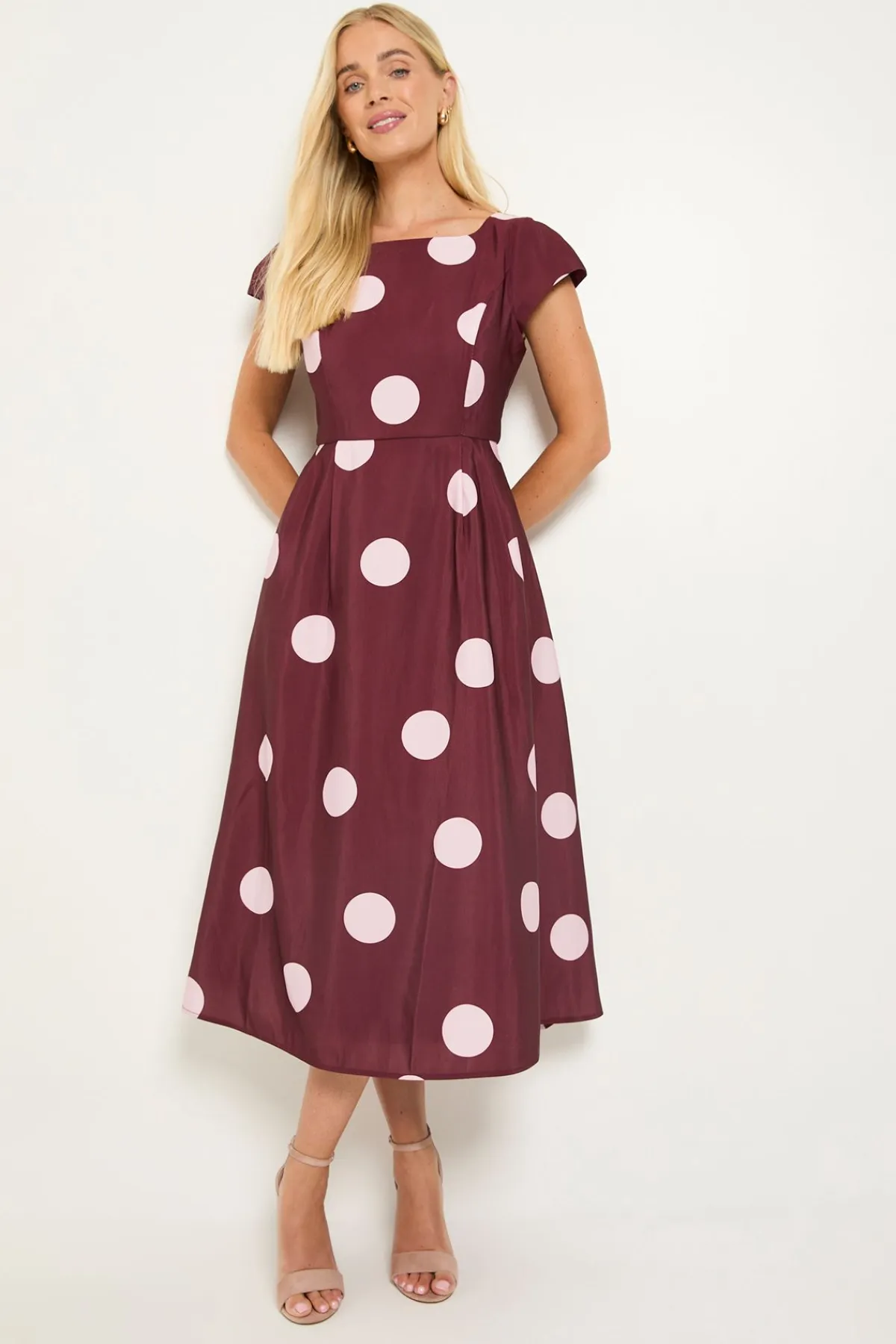 Wallis Robe Midi Cintrée Évasée À Pois Ottoman Petite Taille<Femme Robes Mi-Longues|Robes