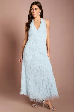 Robe Midi Coast Muse À Col Licou Avec Franges En Fausses Plumes
