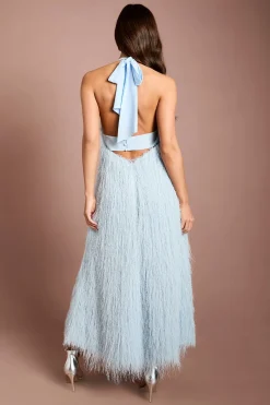 Robe Midi Coast Muse À Col Licou Avec Franges En Fausses Plumes