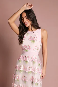 Robe Midi Coast Muse À Encolure Américaine En Mesh Brodé