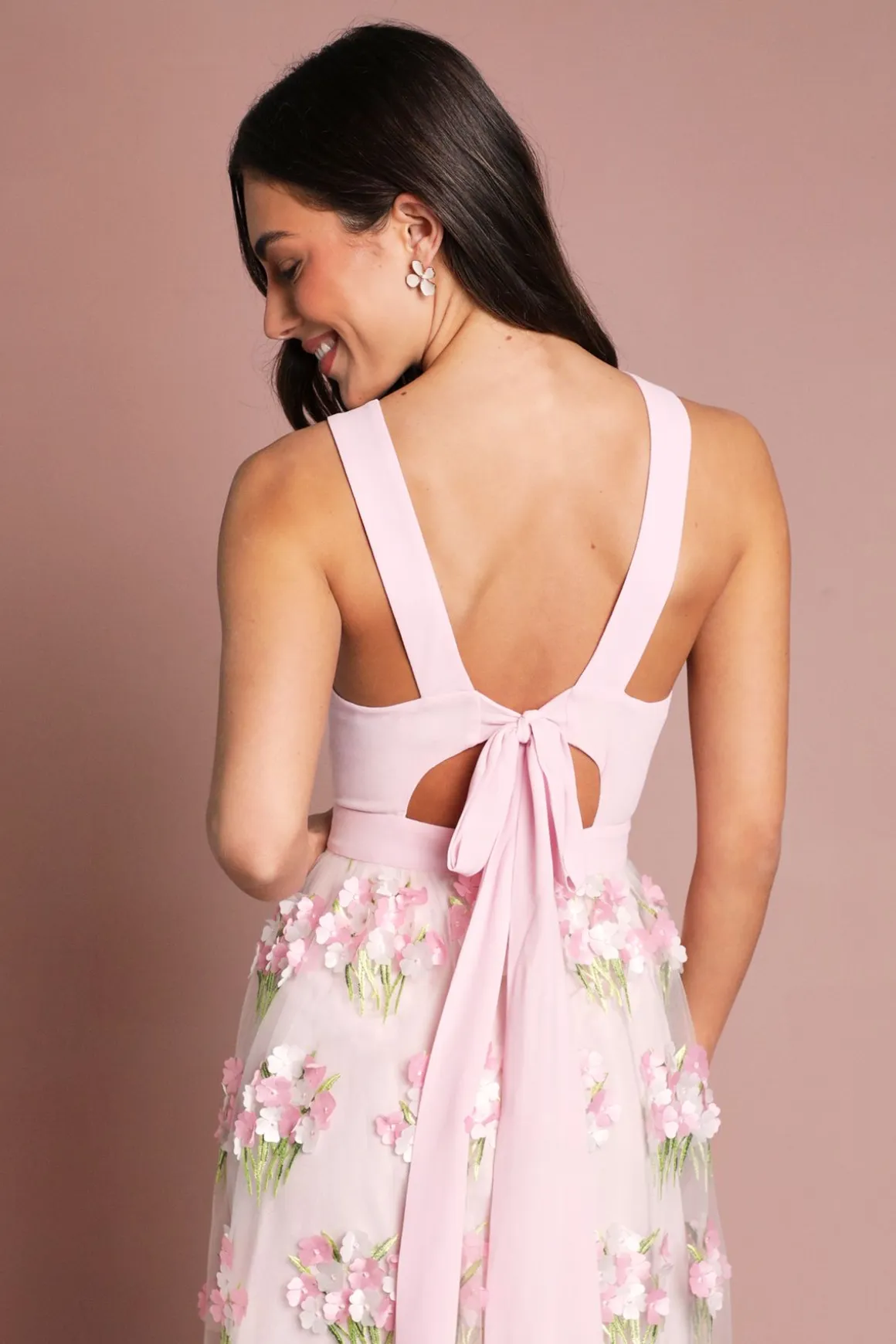 Robe Midi Coast Muse À Encolure Américaine En Mesh Brodé