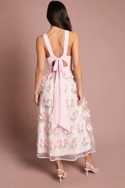 Robe Midi Coast Muse À Encolure Américaine En Mesh Brodé
