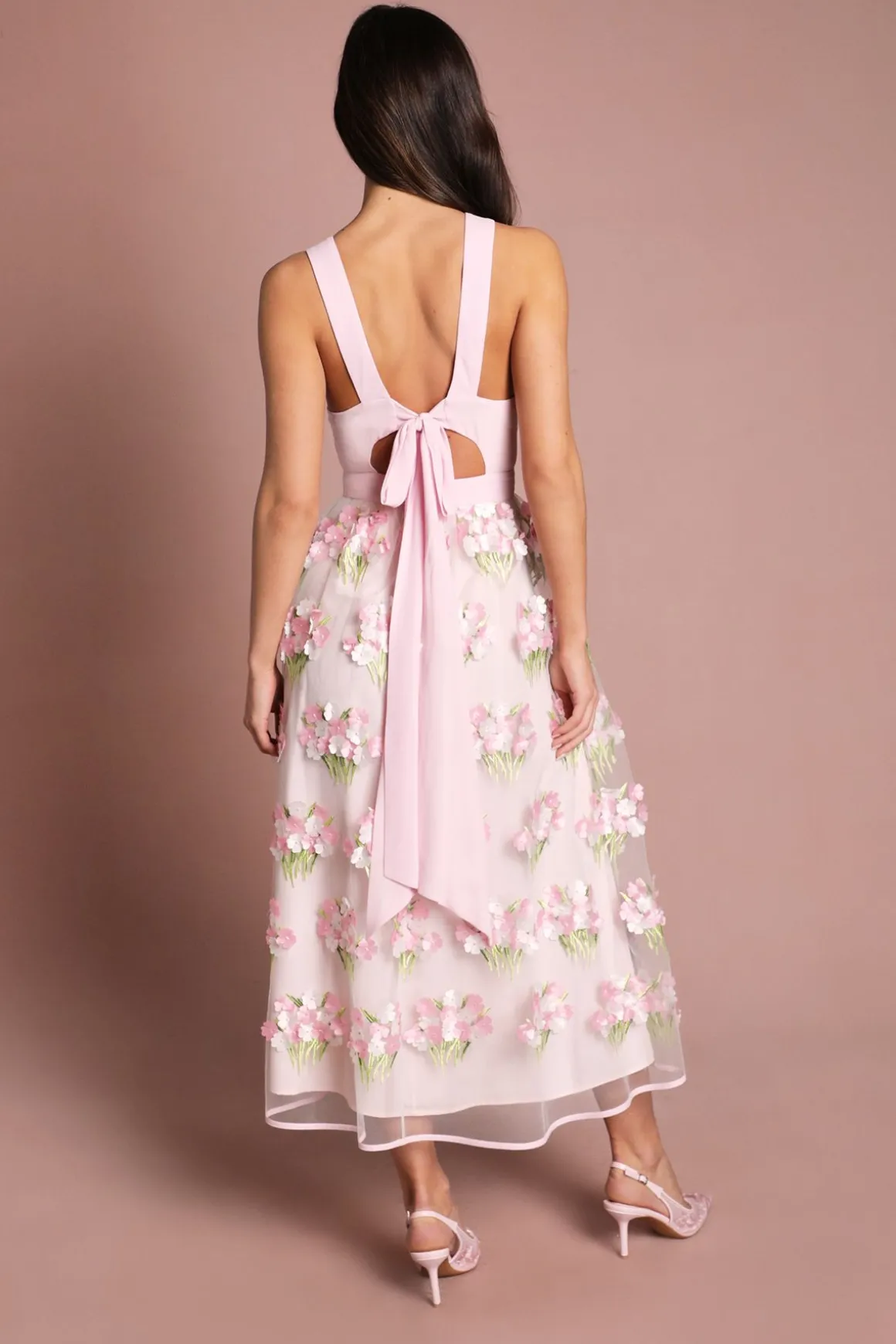 Robe Midi Coast Muse À Encolure Américaine En Mesh Brodé