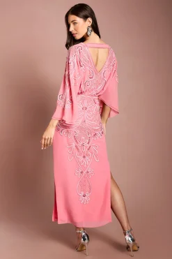Robe Midi Coast Muse À Manches Chauve-souris Ornée