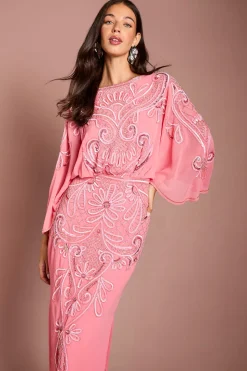 Robe Midi Coast Muse À Manches Chauve-souris Ornée
