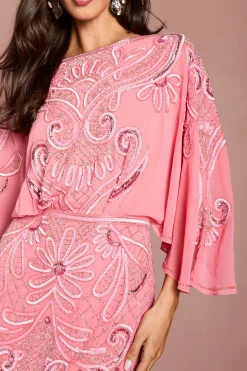 Robe Midi Coast Muse À Manches Chauve-souris Ornée