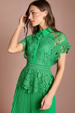 Coast Robe Midi À Col Avec Haut En Dentelle Et Jupe Plissée<Femme Robes Mi-Longues|Satin Et Dentelle