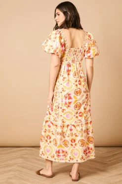 Oasis Robe Midi à Col Carré et Manches Bouffantes avec Détails de Finition<Femme Robes|Robes Mi-Longues