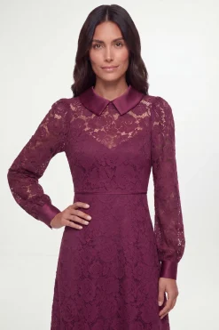 Robe Midi À Col En Dentelle