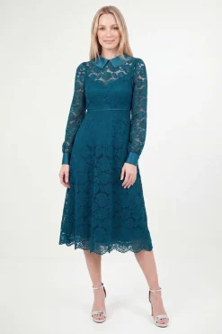 Wallis Robe Midi À Col En Dentelle Petite<Femme Robes Mi-Longues|Satin Et Dentelle