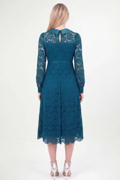 Wallis Robe Midi À Col En Dentelle Petite<Femme Robes Mi-Longues|Satin Et Dentelle