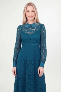 Wallis Robe Midi À Col En Dentelle Petite<Femme Robes Mi-Longues|Satin Et Dentelle