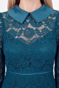 Wallis Robe Midi À Col En Dentelle Petite<Femme Robes Mi-Longues|Satin Et Dentelle