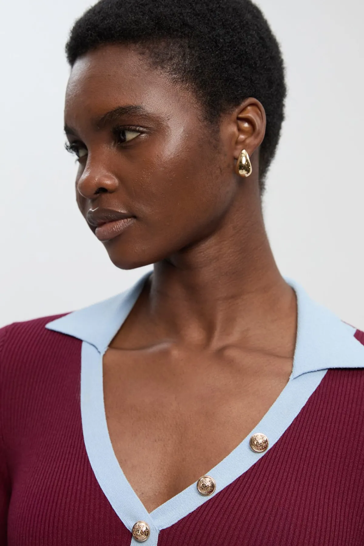 KarenMillen Robe Midi à Col en Maille Côtelée avec Détail Contrastant à la Taille<Femme Toutes Les Robes|Robes Mi-Longues