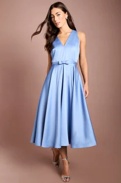 Coast Robe Midi À Col En V Avec Nœud Et Jupe Volumineuse<Femme Robes Mi-Longues|Robes