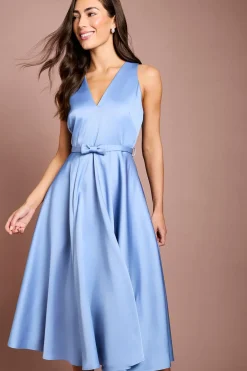 Coast Robe Midi À Col En V Avec Nœud Et Jupe Volumineuse<Femme Robes Mi-Longues|Robes