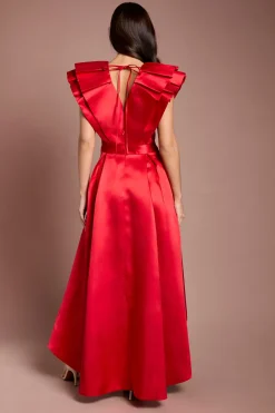 Robe Midi À Col En V Et Manches À Volants