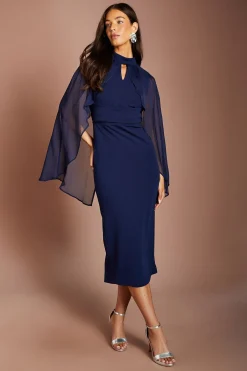 Coast Robe Midi Col Haut Avec Détail Taille Enveloppante Et Cape<Femme Toutes Les Robes|Robes Mi-Longues