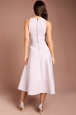 Robe Midi À Col Licou En Bandage Côtelé