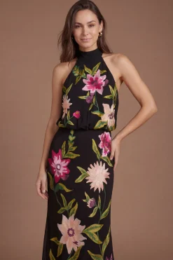 Coast Robe Midi À Col Montant Avec Broderie Florale<Femme Robes|Robes Mi-Longues