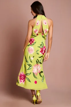 Coast Robe Midi Col Montant Avec Broderie Florale<Femme Robes|Robes Mi-Longues