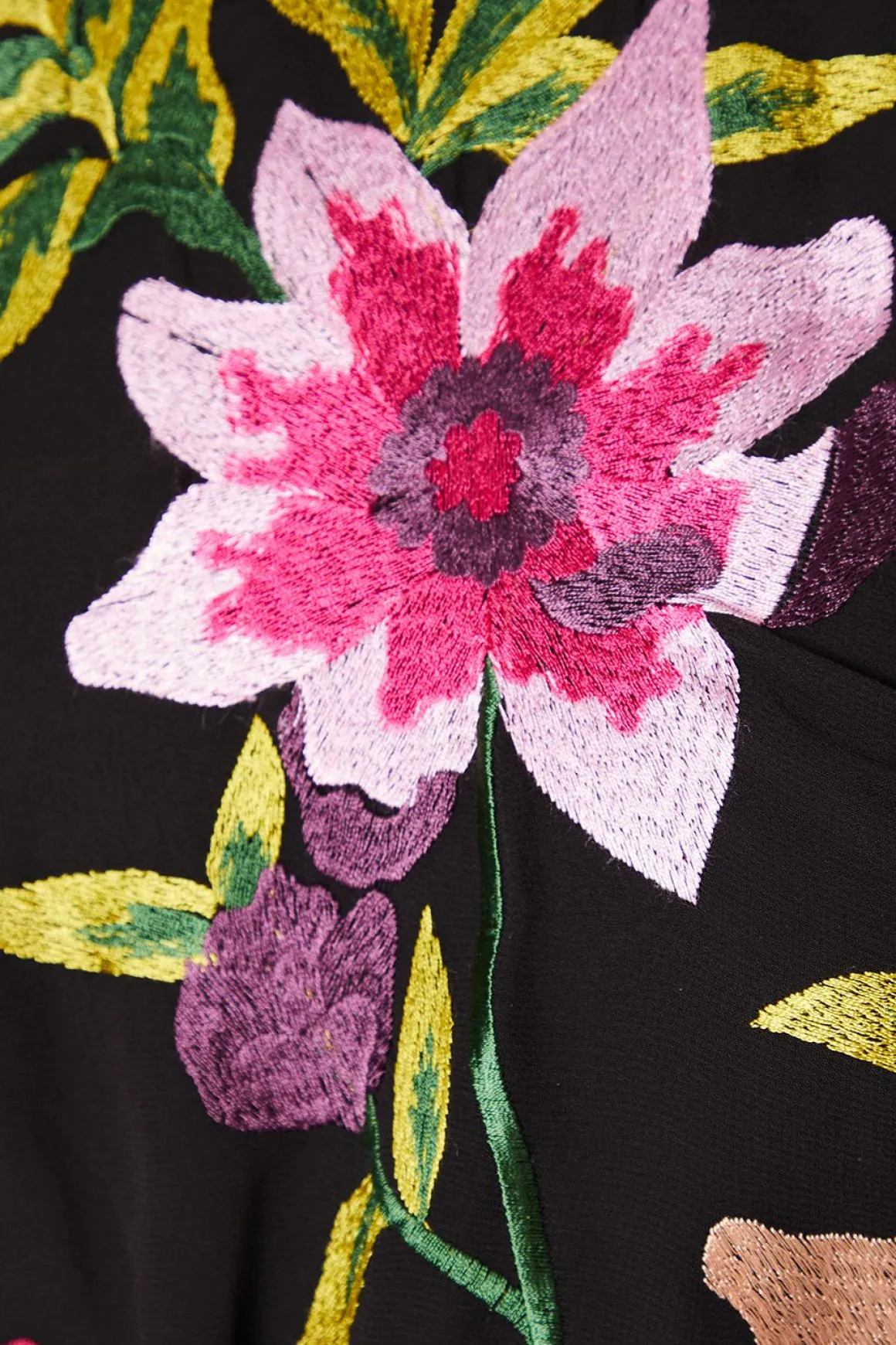 Robe Midi À Col Montant Avec Broderie Florale