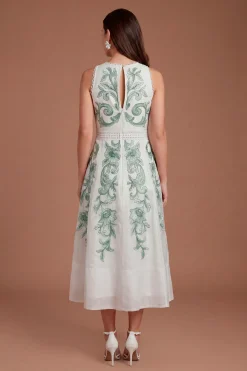 Coast Robe Midi À Col Montant Avec Détails De Panneaux Brodés<Femme Robes|Robes Mi-Longues