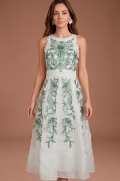 Coast Robe Midi À Col Montant Avec Détails De Panneaux Brodés<Femme Robes|Robes Mi-Longues