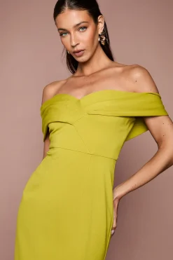 Robe Midi Colonne Bardot en Ponte
