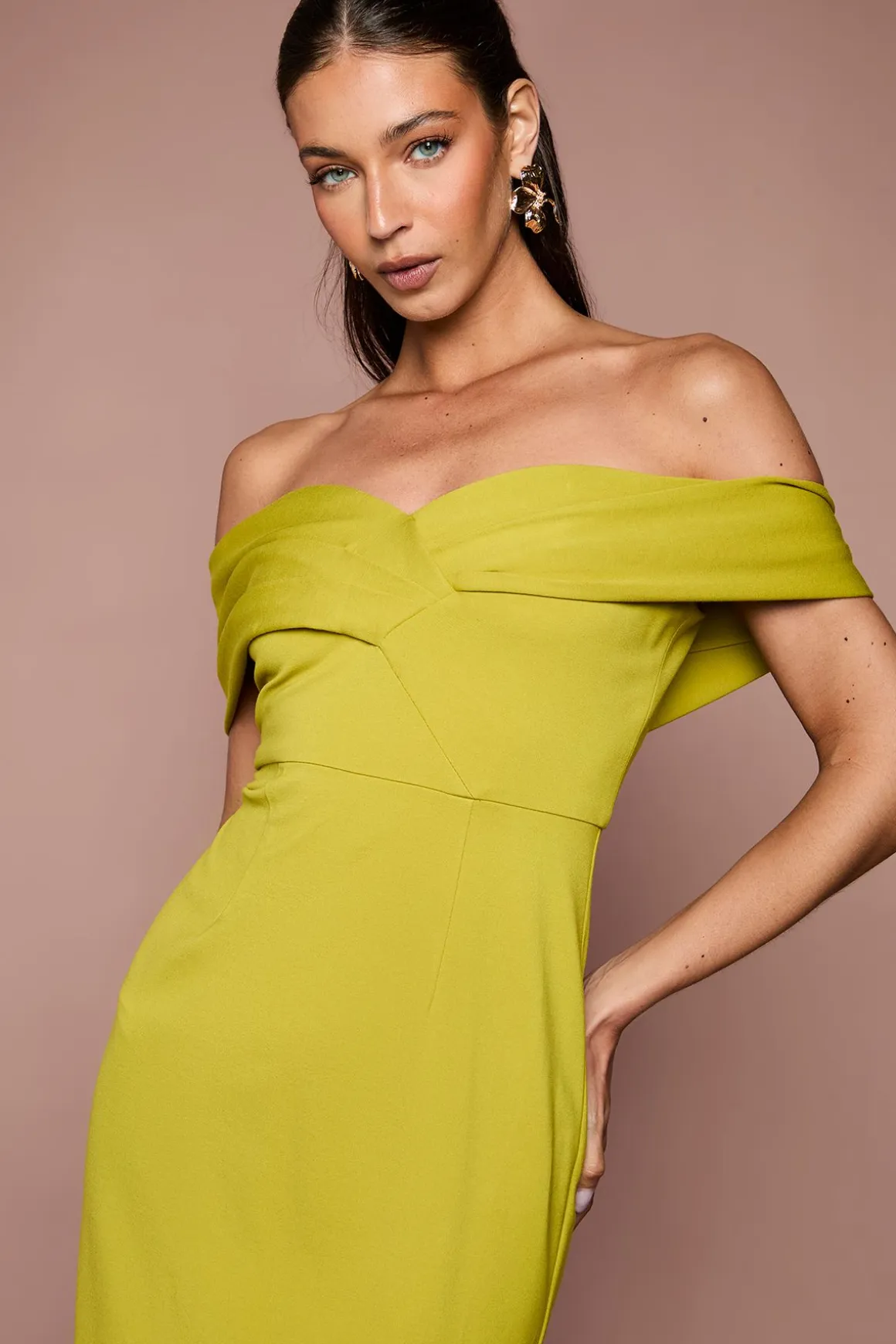 Robe Midi Colonne Bardot en Ponte