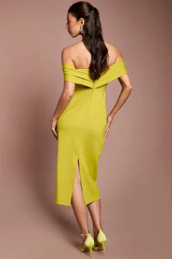 Robe Midi Colonne Bardot en Ponte