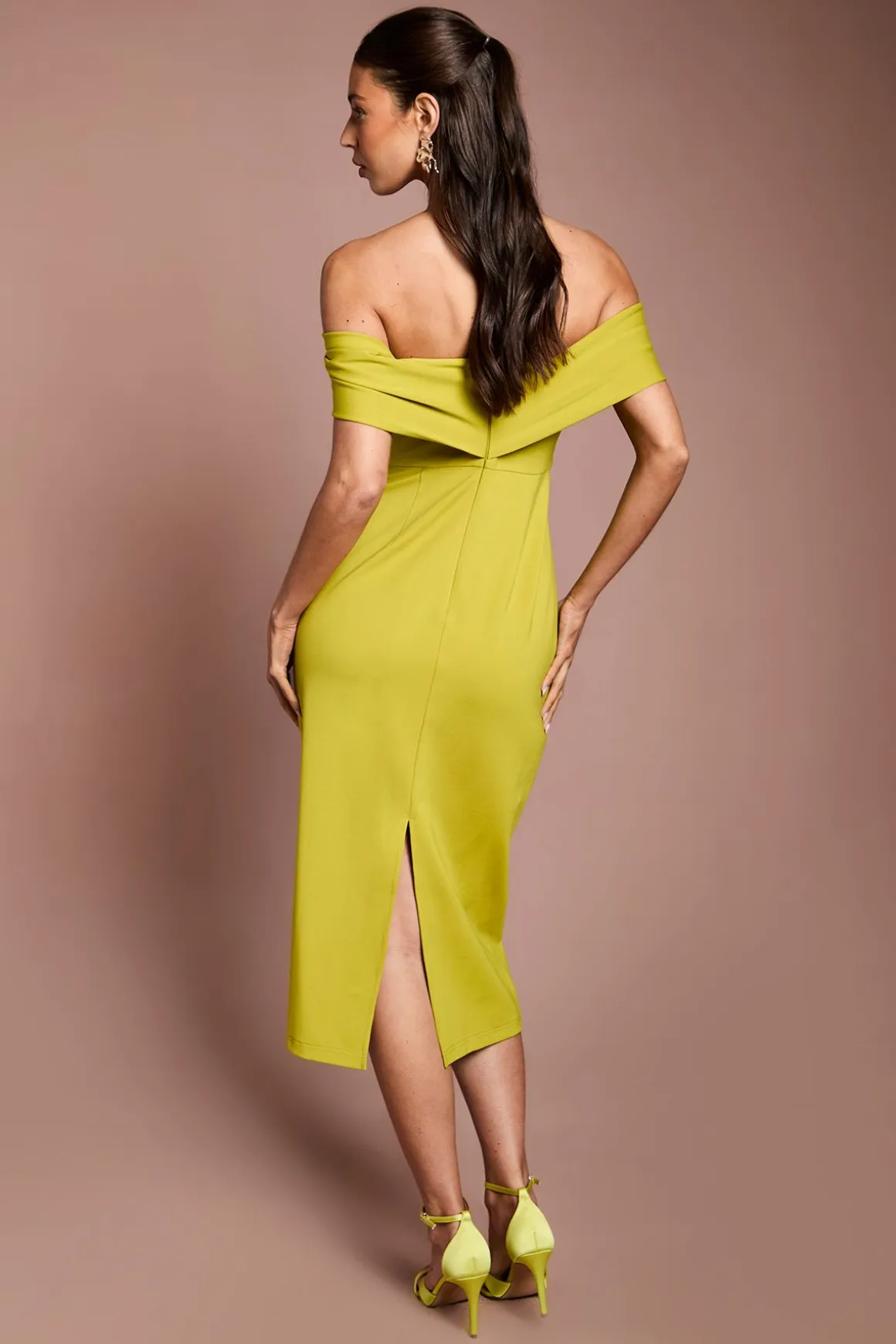 Robe Midi Colonne Bardot en Ponte
