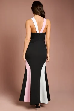 Robe Midi Color Block À Détail Croisé