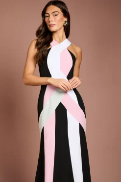Robe Midi Color Block À Détail Croisé